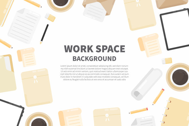 一套平面矢量设计插画的现代商务办公和工作空间。图片下载