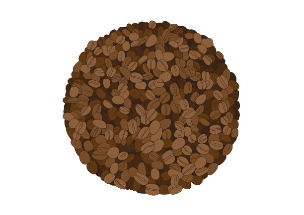 咖啡豆在白色背景上的圆圈插图矢量图片下载