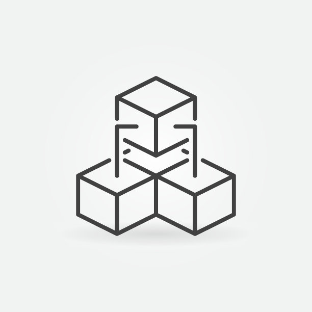 三个连接块-区块链线性矢量概念图标图片下载