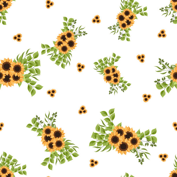 无缝的花卉图案背景，精致的向日葵图片下载