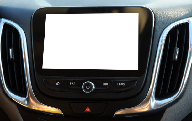 汽车触摸屏上的白色屏幕。图片下载
