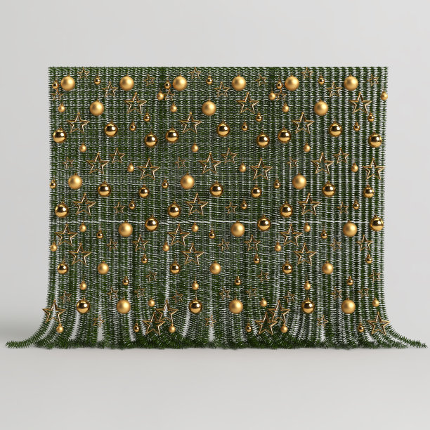 圣诞窗帘的3d插图孤立在白色背景上图片下载