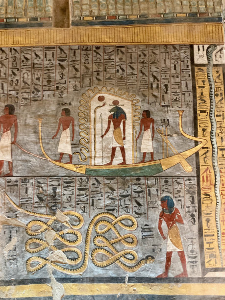 埃及卢克索帝王谷拉美西斯一世墓内的壁画图片下载