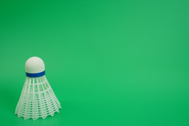 这张照片显示了一个绿色背景上的白色塑料训练毽子，孤立的。图片下载