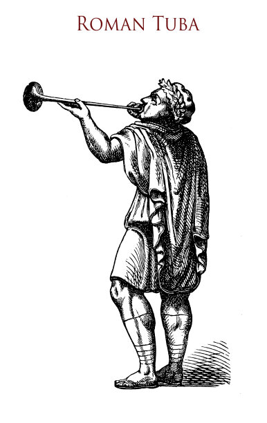 古罗马人演奏大号，青铜信号小号在军队和葬礼上演奏图片下载