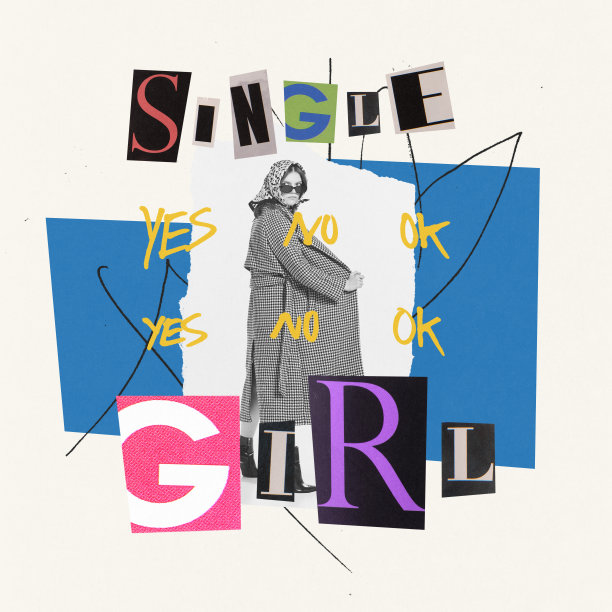 当代艺术拼贴。创意概念形象的时尚年轻女子是单身。合作伙伴的选择图片下载