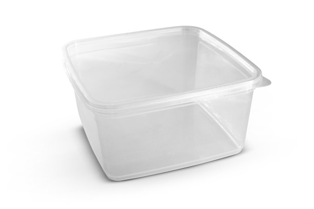 白色背景下的透明塑料食品盒图片下载