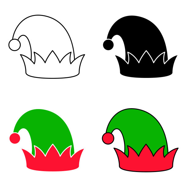 一套精灵帽孤立在白色背景图片下载