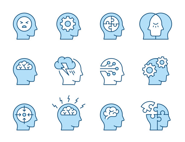 抑郁和压力线图标。可编辑的中风。图片下载