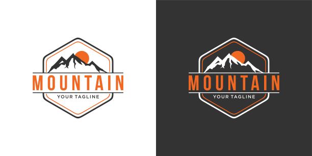 复古的山矢量标志设计插画。图片下载