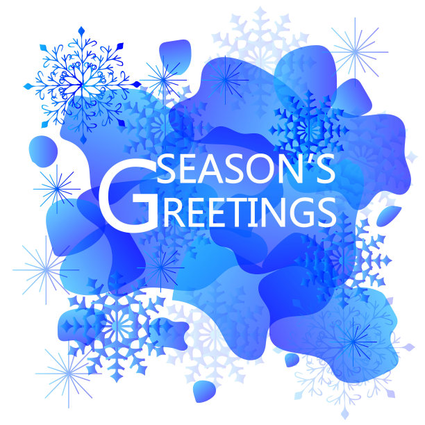 新年卡片，喜庆的蓝色背景和文字节日的问候。节日问候图片下载