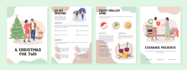 圣诞宣传册平面矢量模板两张图片下载
