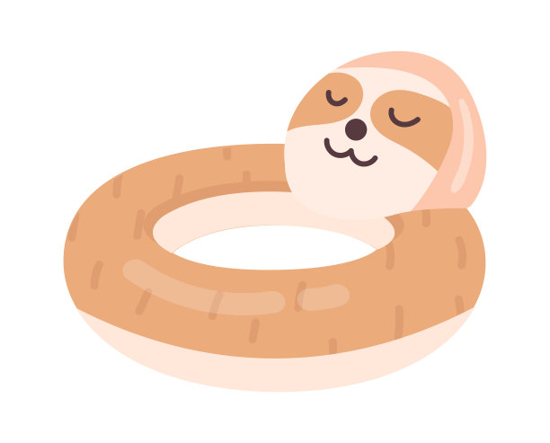 浣熊充气橡胶圈。游泳池图标。矢量图图片下载