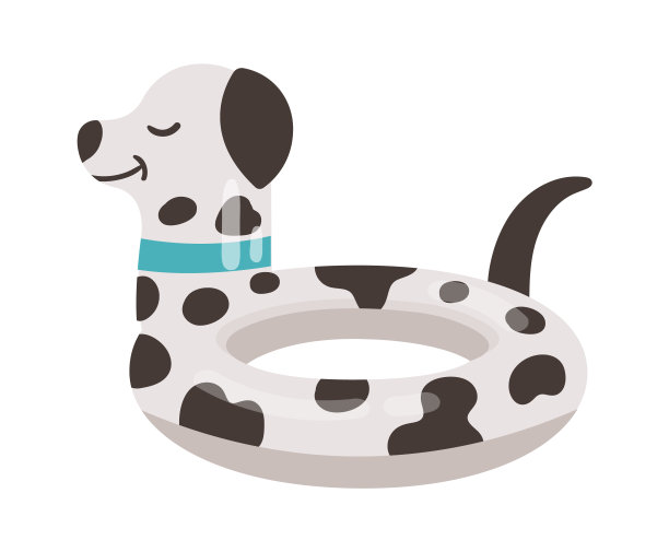 狗充气橡胶环。游泳池图标。矢量图图片下载