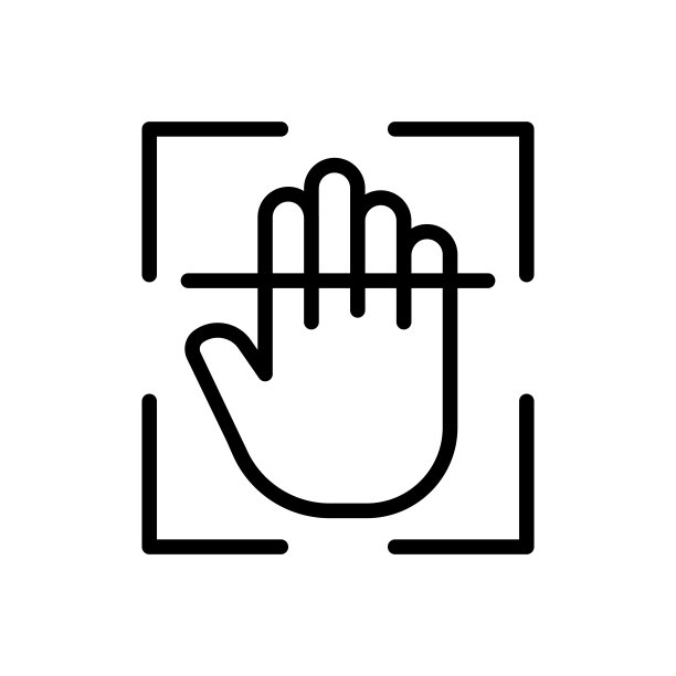 手扫线图标。指纹、手指、扫描、手掌、安防系统、安全、隐私、dna、扫描仪、识别、识别、身份验证。生物统计学概念。矢量黑线图片下载