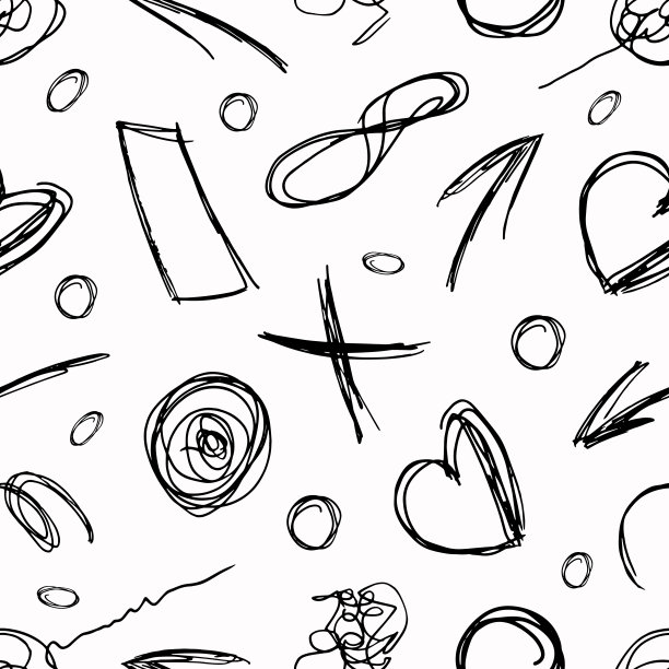 涂鸦符号无缝图案。街头艺术。现代手绘涂鸦风格。肮脏的艺术设计元素与文字。地下。垃圾重复纸，涂鸦插图，纺织印刷图片下载