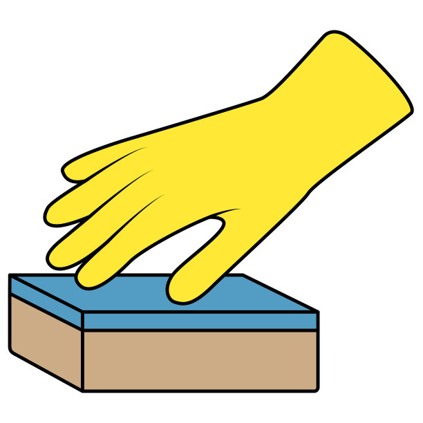手握海绵清洁矢量线性插图图片下载