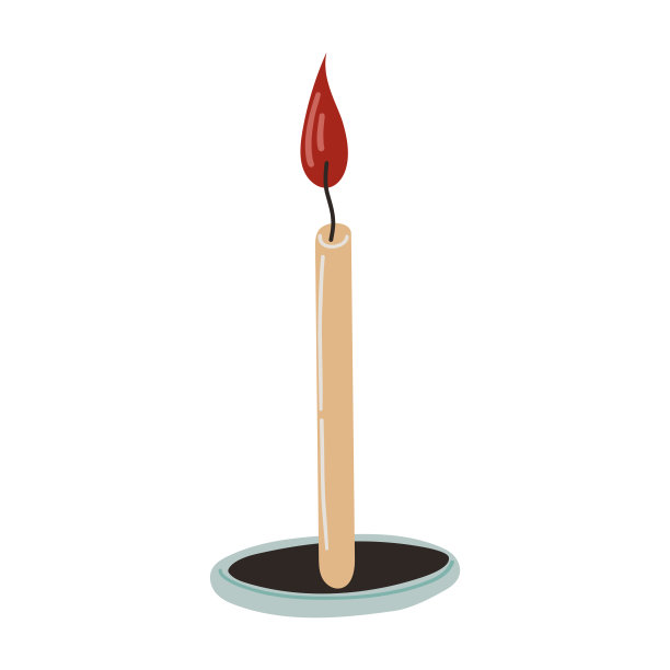 点燃或燃烧的蜡烛。手绘圣诞冬季插画图片下载