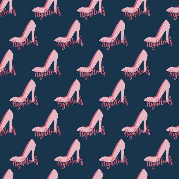 优雅的粉色高跟鞋矢量图形无缝模式图片下载