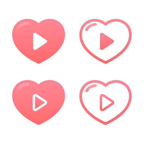 心脏视频播放图标。矢量图图片下载