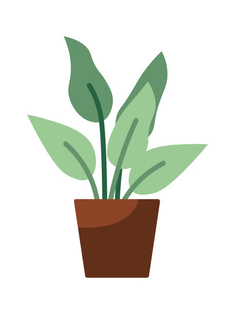 家庭植物在花盆平面插图图片下载