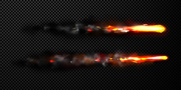导弹的效果，火箭的火焰带着烟雾图片下载