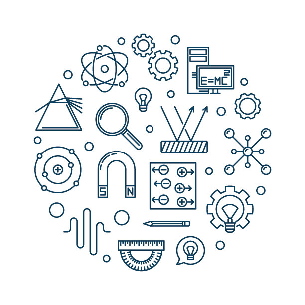 物理矢量圆插图在细线风格图片下载