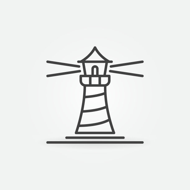 可爱的灯塔线性矢量概念图标或标志图片下载
