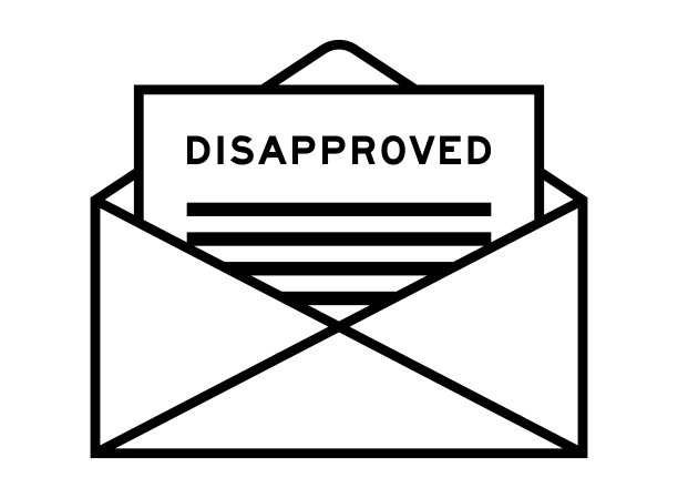 信封和信件的标题是“不被批准”图片下载
