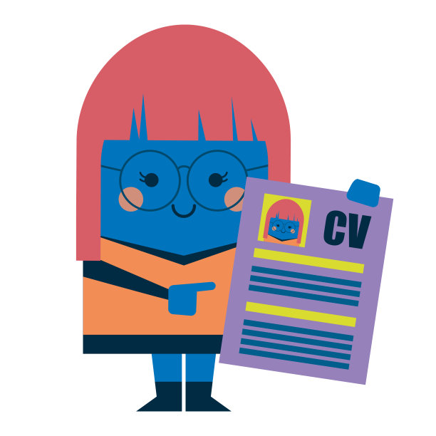 插图的女商人拿着简历-业务和工作设计图片下载