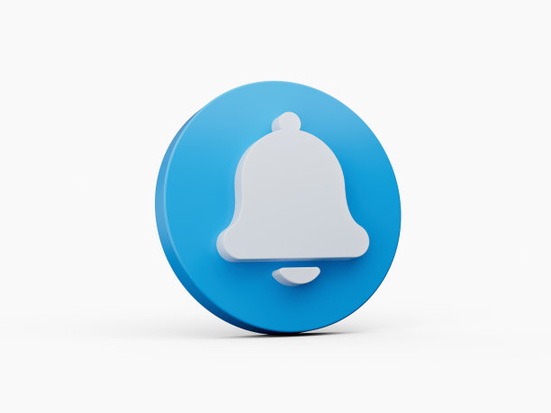 蓝铃图标或通知标志孤立的背景3d插图图片下载