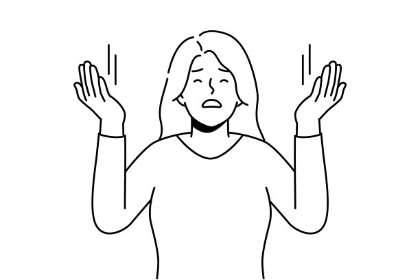 年轻女子举起双手祈祷图片下载