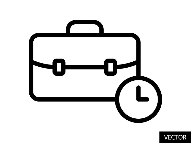 公文包和时钟，工作经验矢量图标的线风格设计孤立在白色背景。可编辑的中风。图片下载