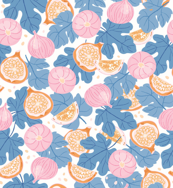 图与叶矢量无缝模式。收获果汁水果插图杂志，书，海报，卡片，菜单封面，网页图片下载