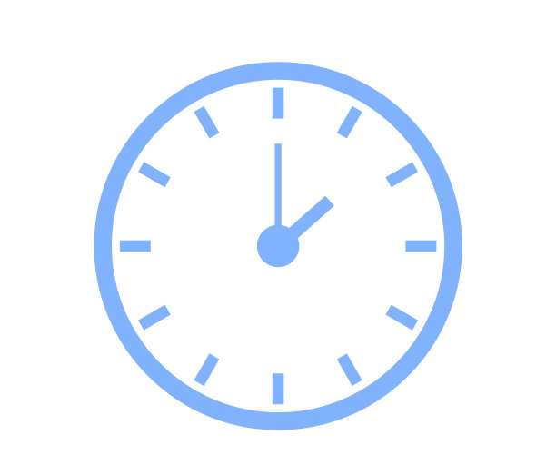 经典墙圆蓝钟图标孤立。极简设计的家居内饰计时器图片下载