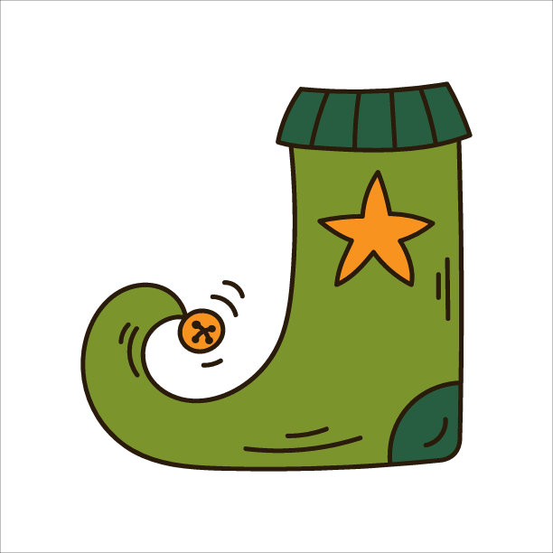 精灵鞋涂鸦。圣诞节的简单卡通插画图片下载