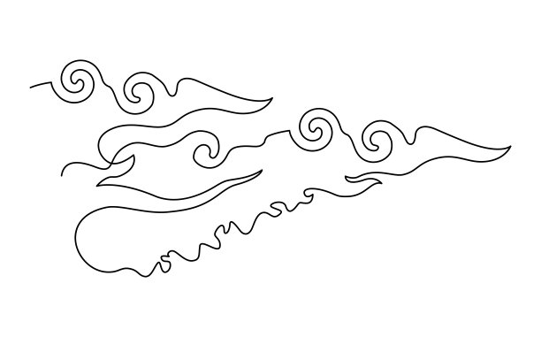 波浪，水线。波涛汹涌的海面。平面设计元素。连续画线。矢量图图片下载