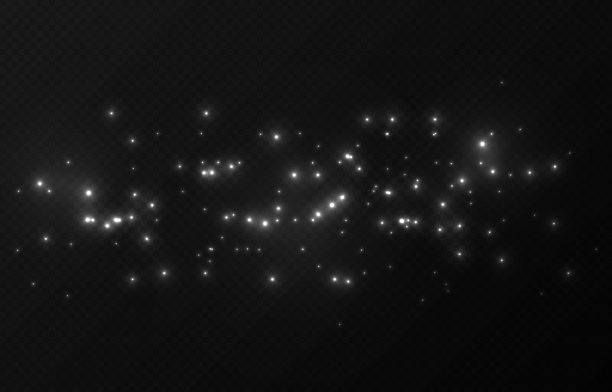 尘埃白色。白色的火花和白色的星星散发着特殊的光芒。矢量在透明的背景上闪闪发光。图片下载