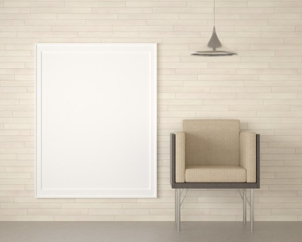 相框附在墙上，有椅子图片下载