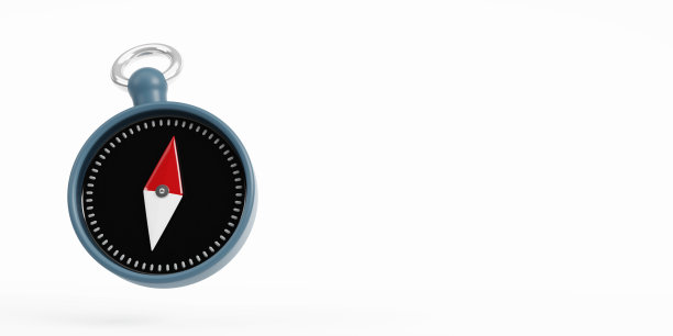 在白色背景上的最小指南针的3d渲染图片下载