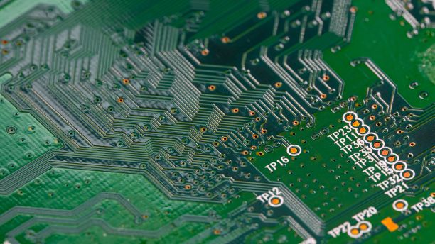 微机线路板上印刷布线的宏特写图片下载