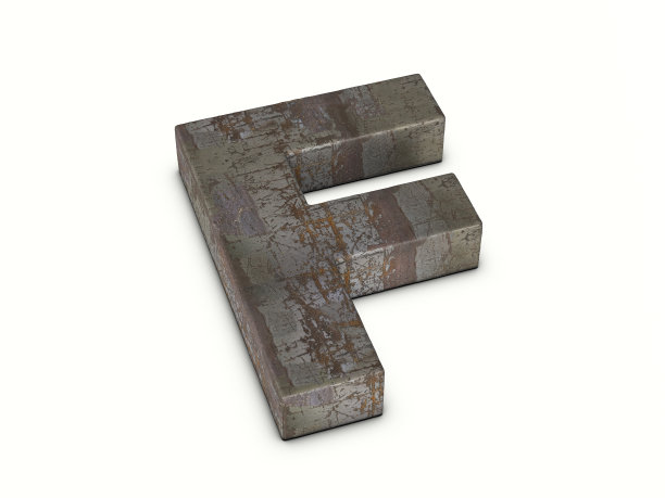 生锈的金属字母F图片下载