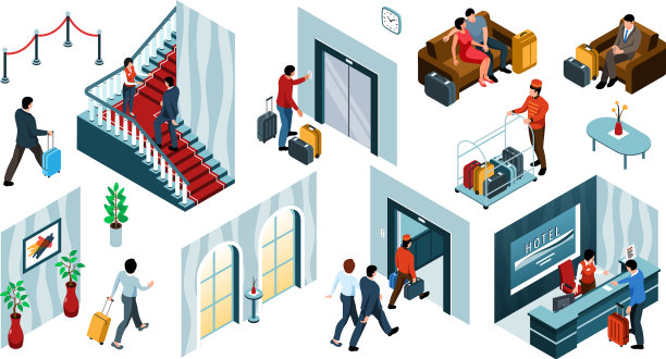 酒店人物图标套装图片下载