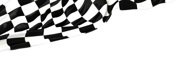 渲染的旗帜完成比赛运动，冠军的赢家在一个白色的背景图片下载