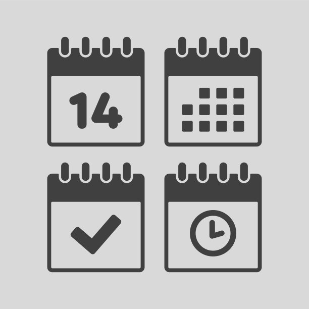 图标日历14号，议程应用程序，计时器，完成图片下载