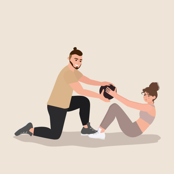 私人健身教练帮助女性进行训练图片下载