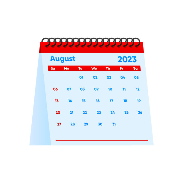 八月日历2023年，简约简约的设计。桌面日历2023年。广告、印刷、文具、假期。矢量插图。图片下载