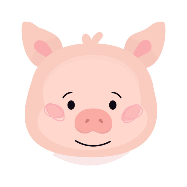 幼稚的小猪卡通可爱的动物。矢量图图片下载