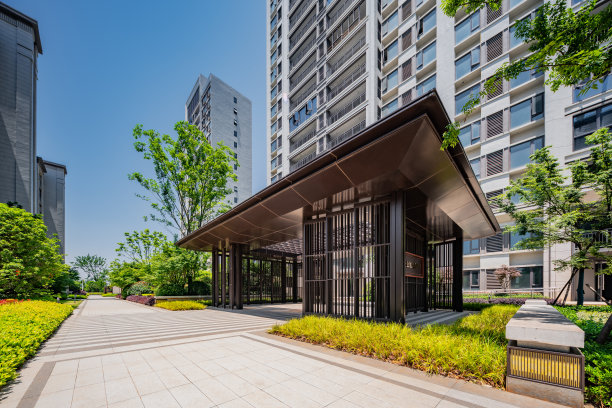 现代住宅凉亭，山水凉亭图片下载