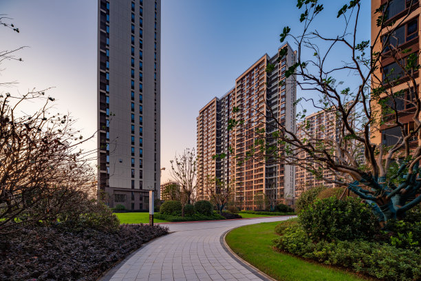 现代城市高层住宅园林景观，图片下载